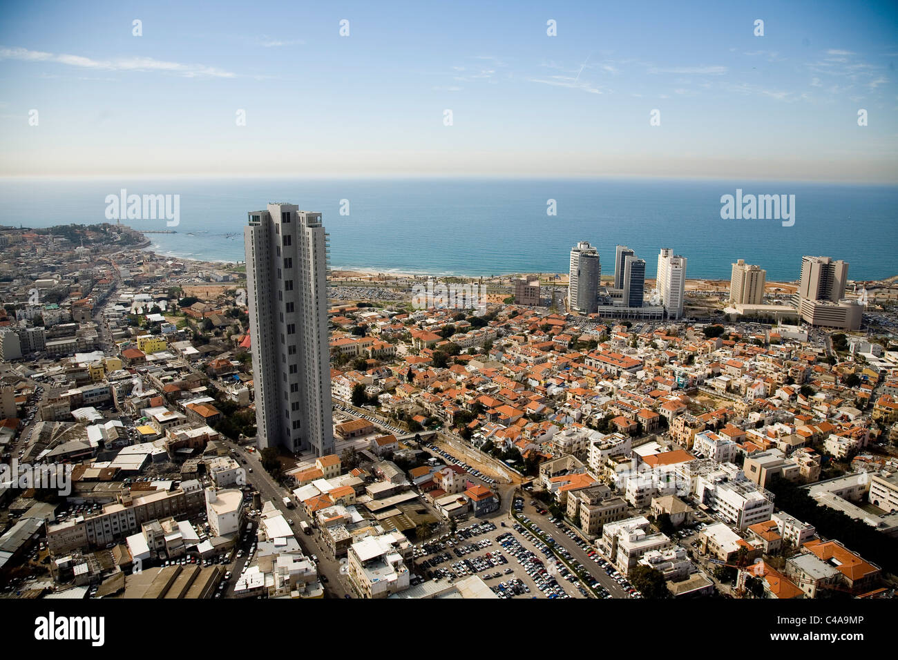 Fotografia aerea della Neve Zedek nel sud di Tel Aviv Foto Stock