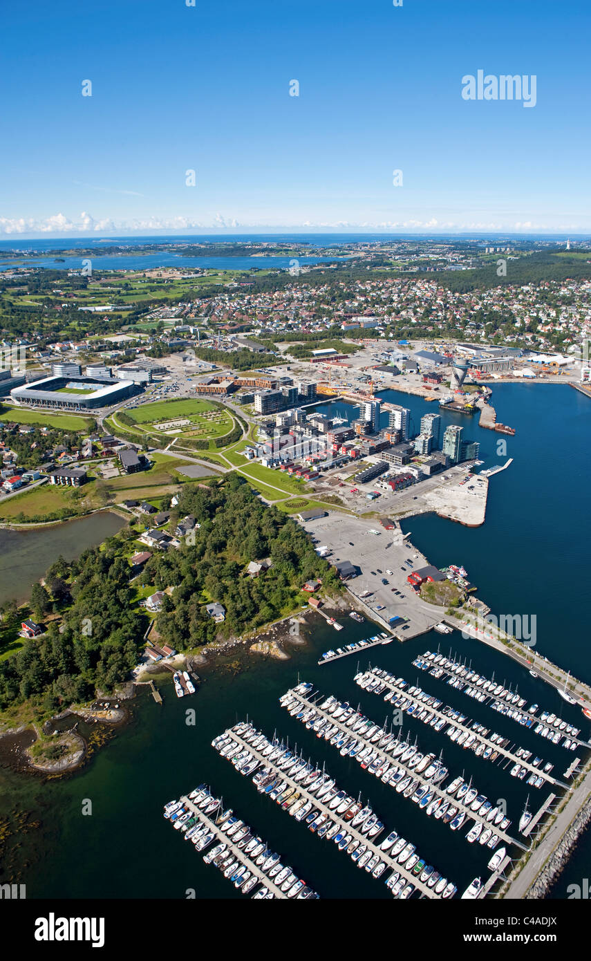 Hinna Park, Viking stadion, Stavanger, Norvegia. Antenna Foto Stock
