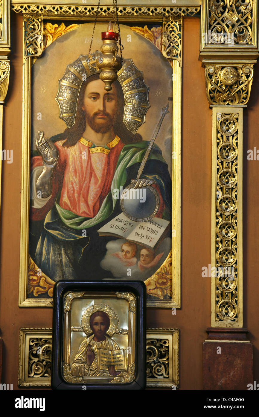 La Bulgaria, Sofia, Sveta Nedelya cattedrale, icona, immagine religiosa, Foto Stock
