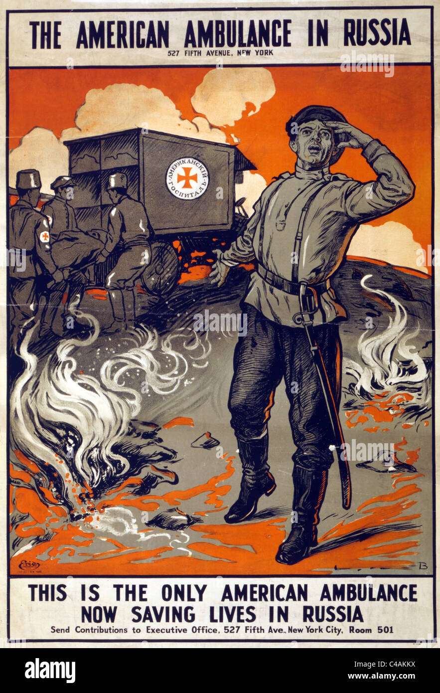Questo è l'unico americano ambulanza ora salvare vite umane in Russia la American ambulanza in Russia poster Foto Stock