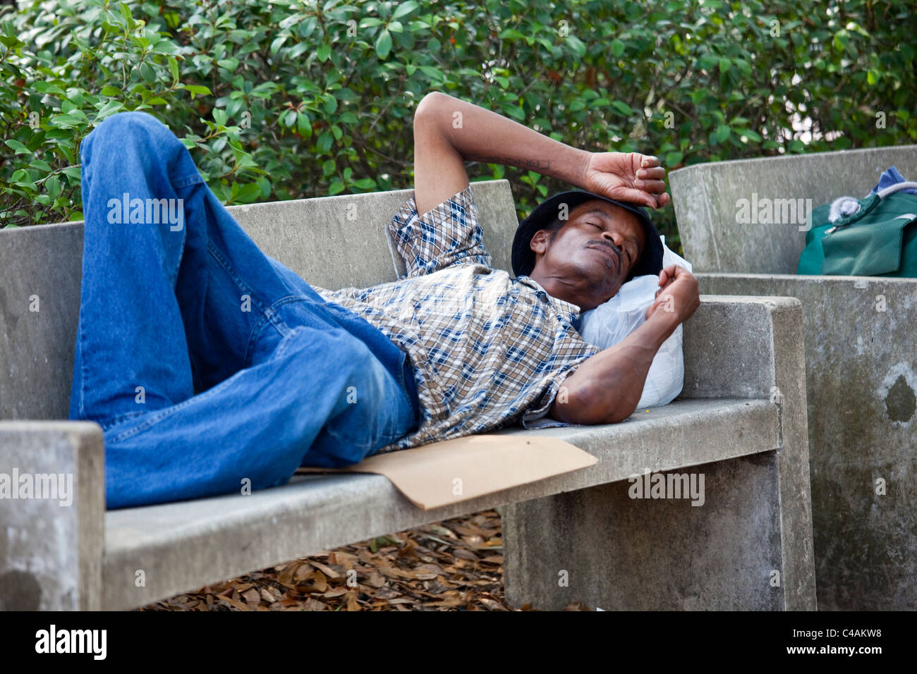 Senzatetto a Savannah in Georgia Foto Stock