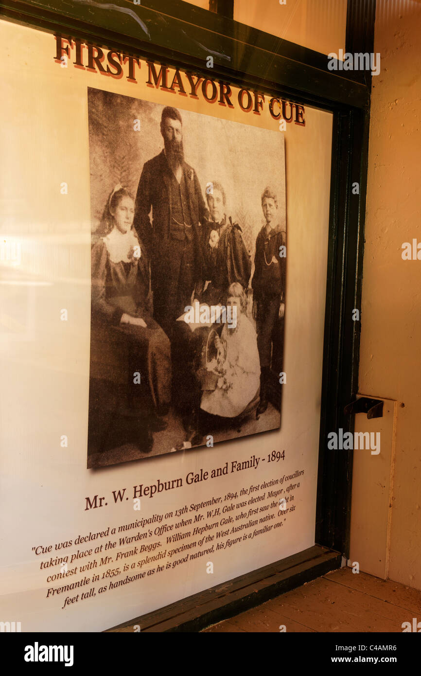 Poster storico del primo sindaco di Cue, Australia occidentale Foto Stock