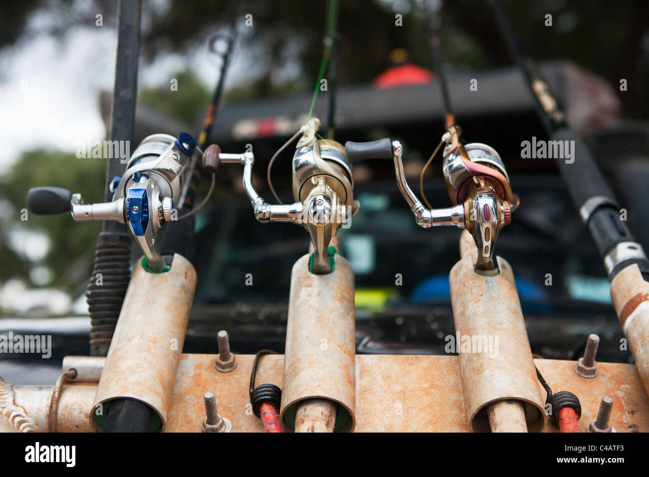 Canne da pesca su un sistema a quattro ruote motrici. Lucky Bay, Cape Le Grand National Park, Esperance, Australia occidentale, Australia Foto Stock