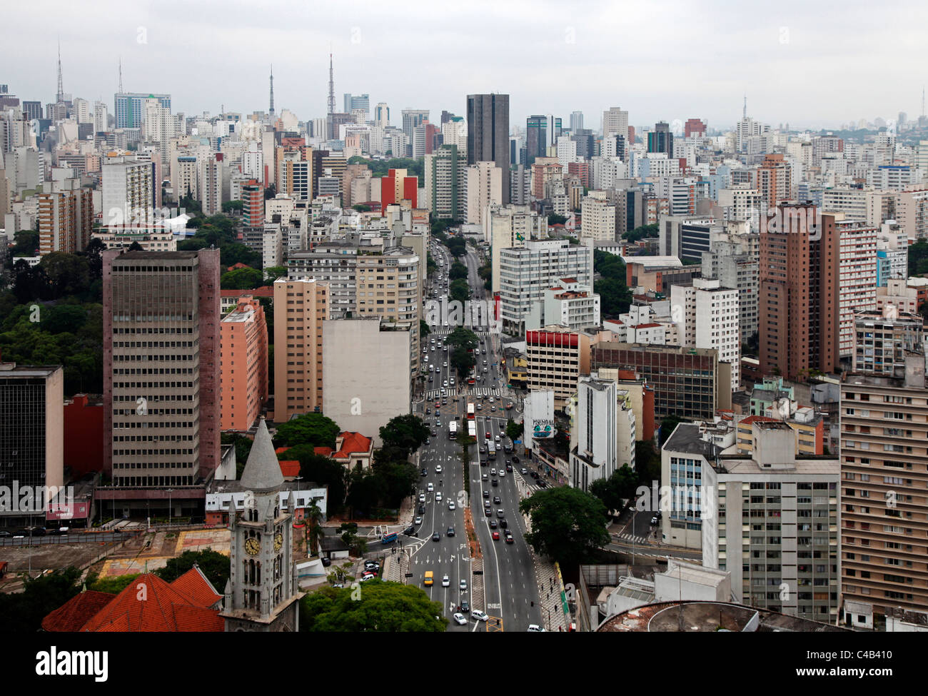 Il centro di Sao Paulo visto dal Palazzo Copan. Il Brasile Foto Stock