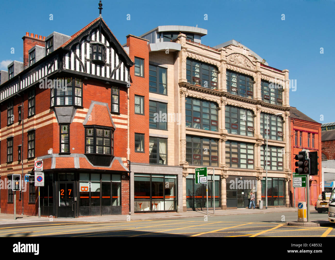 Il Derros e edifici Hudson, grande Ancoats Street, Ancoats, Manchester, Inghilterra, Regno Unito Foto Stock