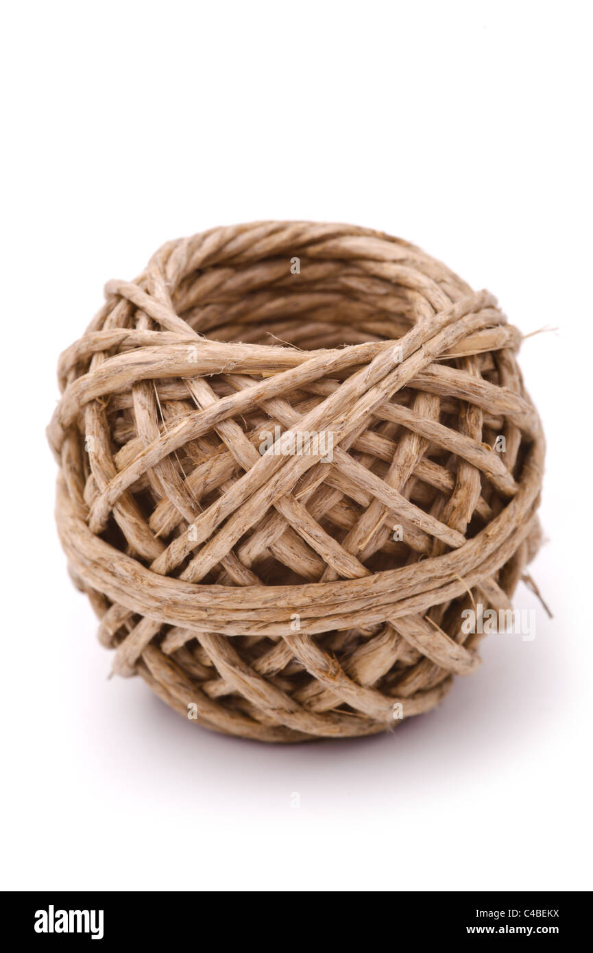 Corda naturale palla, isolato, sfondo bianco Foto Stock