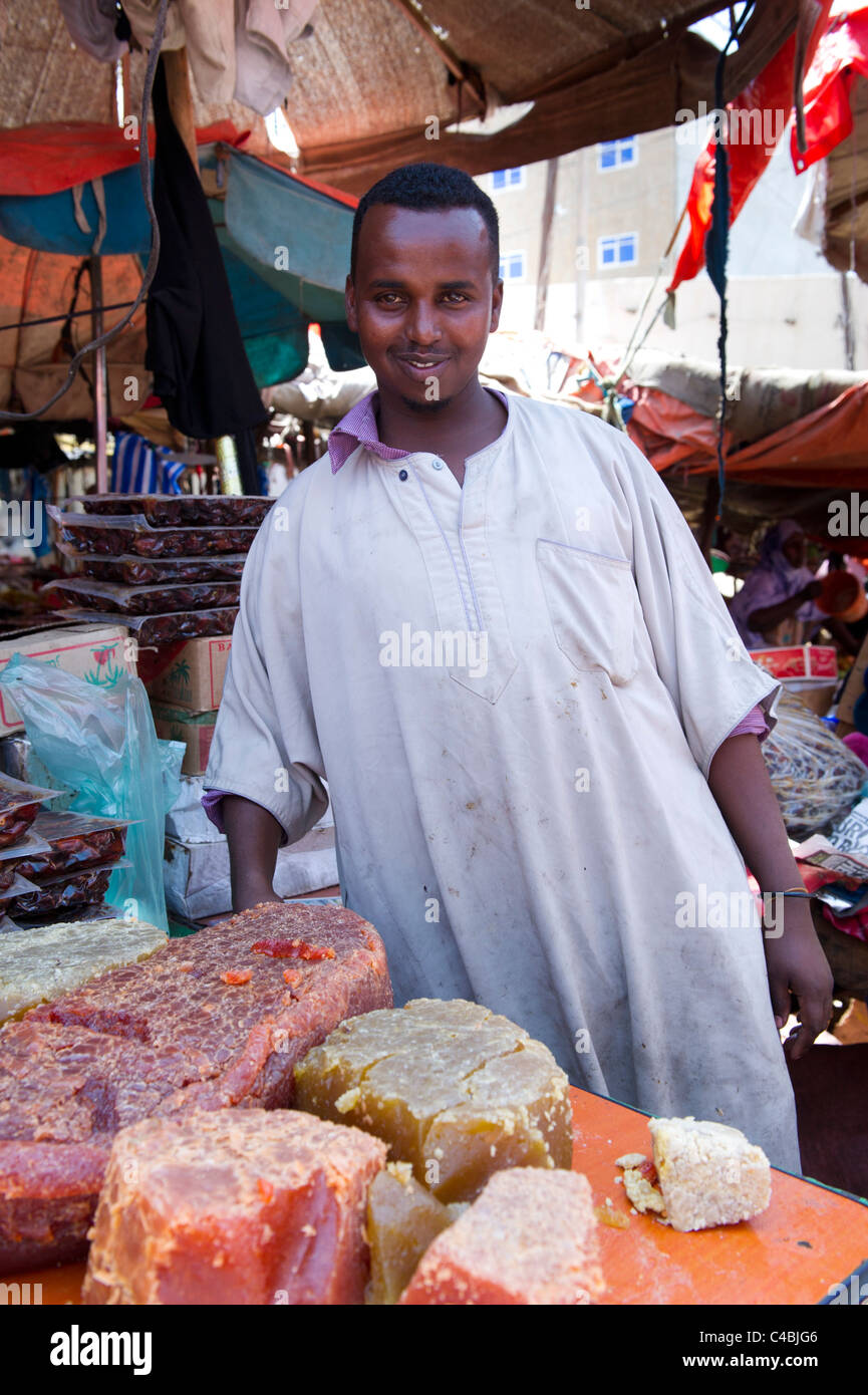 Date per la vendita al mercato, Hargeisa, il Somaliland e la Somalia Foto Stock