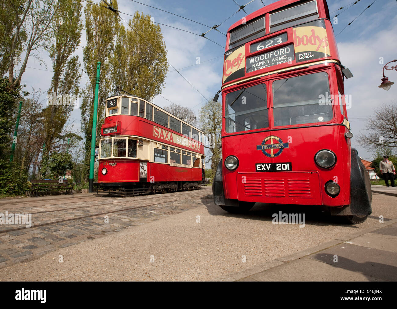 Tram Filobus Foto Stock