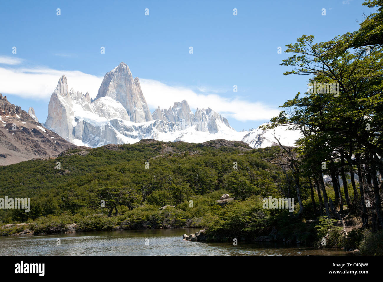 Laguna Capri, Fitz Roy massiccio, Parque Nacional Los Glaciares, Patagonia, Argentina Foto Stock