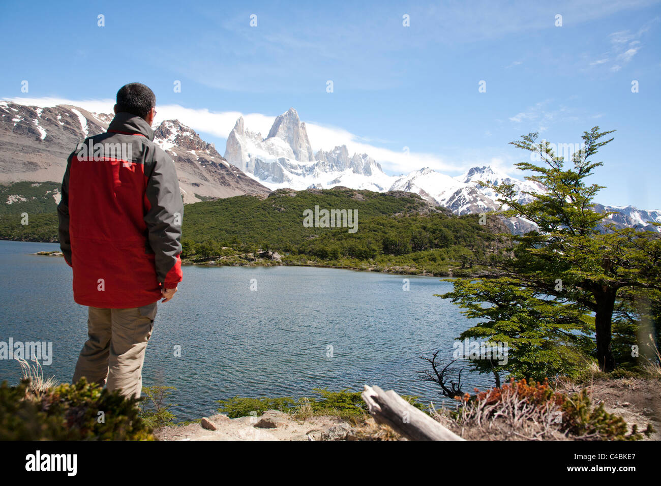 Laguna Capri, Fitz Roy massiccio, Parque Nacional Los Glaciares, Patagonia, Argentina Foto Stock