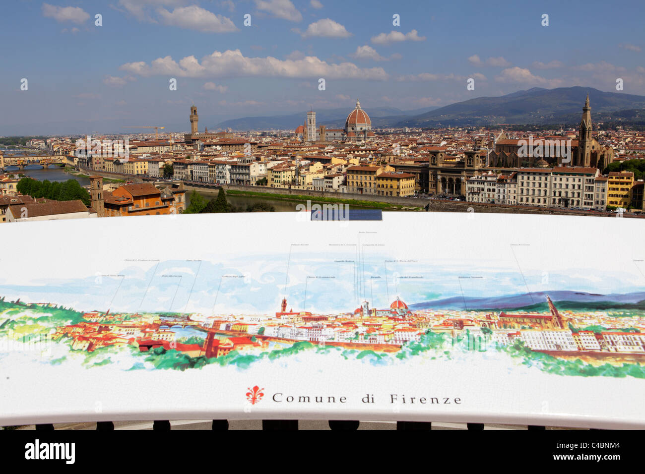 Paesaggio urbano di Firenze dal Piazzale Michelangelo, Firenze, Italia Foto Stock