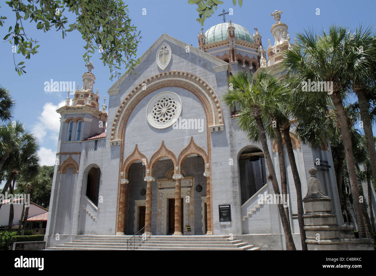 St. Augustine Florida, Memorial Presbyterian Church, 1890, cupola, stile rinascimentale veneziano, edificio, facciata, ingresso, tour di viaggio dei visitatori t Foto Stock