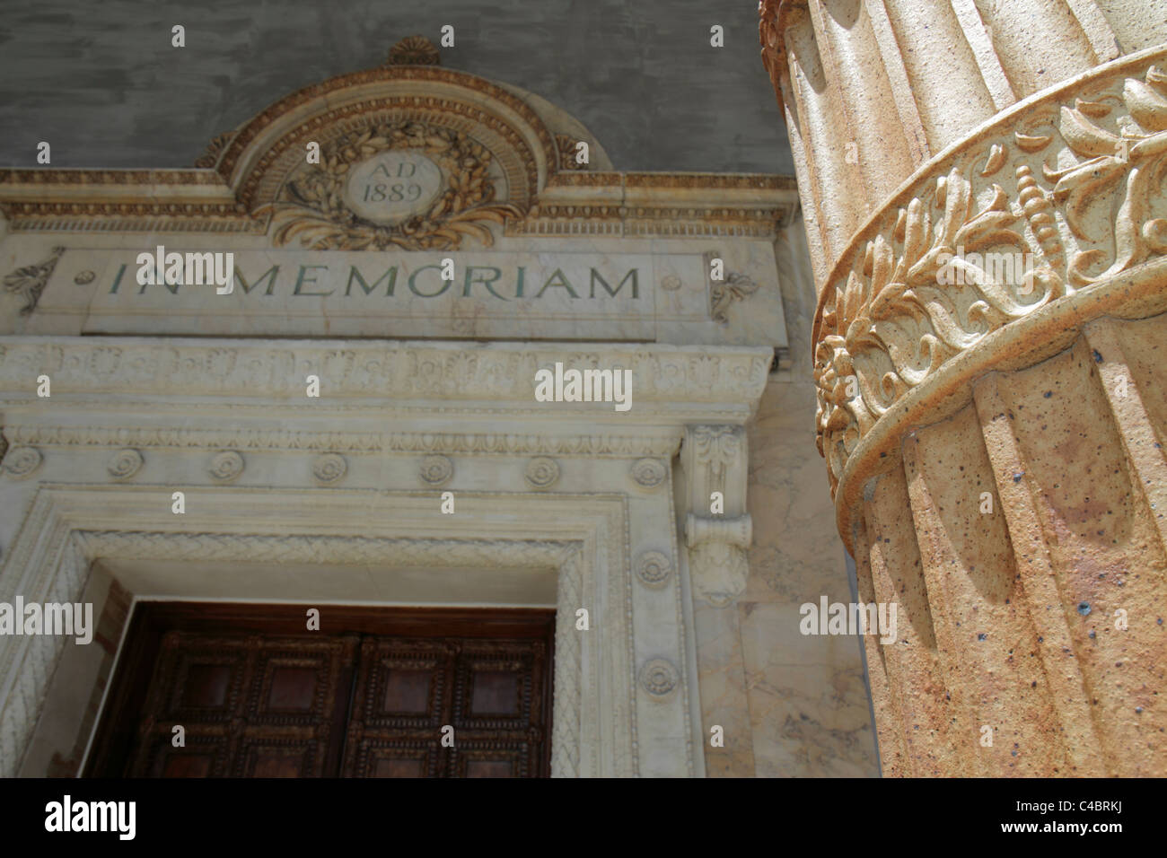 St. Augustine Florida, Memorial Presbyterian Church, 1890, stile rinascimentale veneziano, edificio, facciata, ingresso, dettaglio, primo piano, primo piano, visita tra Foto Stock