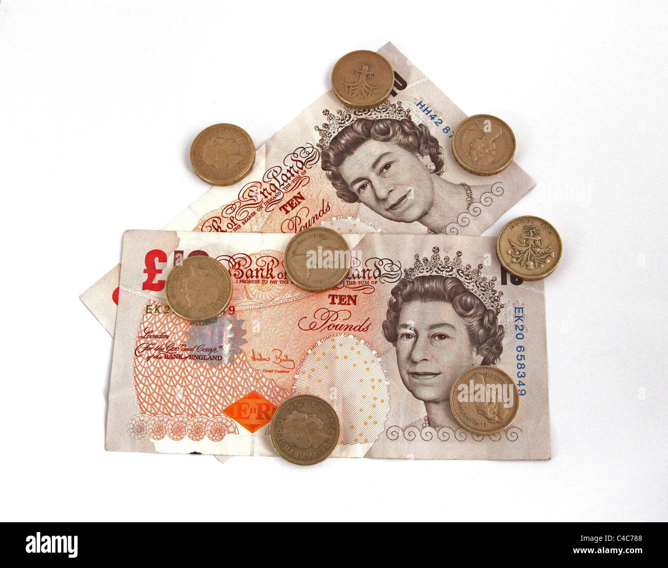 British (uk) valuta su uno sfondo semplice. Foto Stock