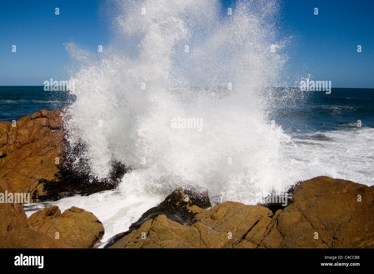 Onde che si infrangono sulla spiaggia di Cabo Polonio. Uruguay. Foto Stock