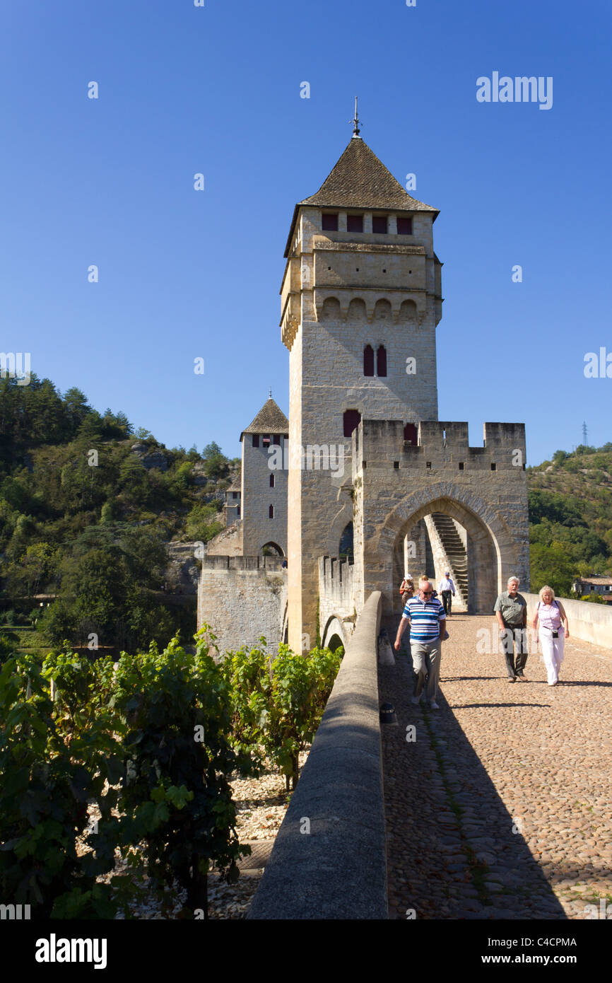 Lo Storico Porto Valentre a Cahors, Lotto 46, Midi Pirenei, Francia, Europa Foto Stock