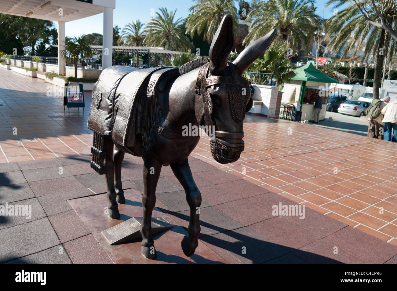 Iconica statua di un asino in Mijas, Spagna. Foto Stock