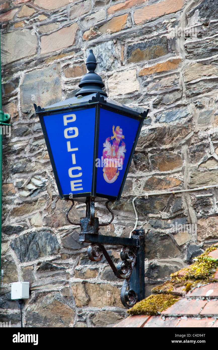 La spia blu segno di polizia Foto Stock