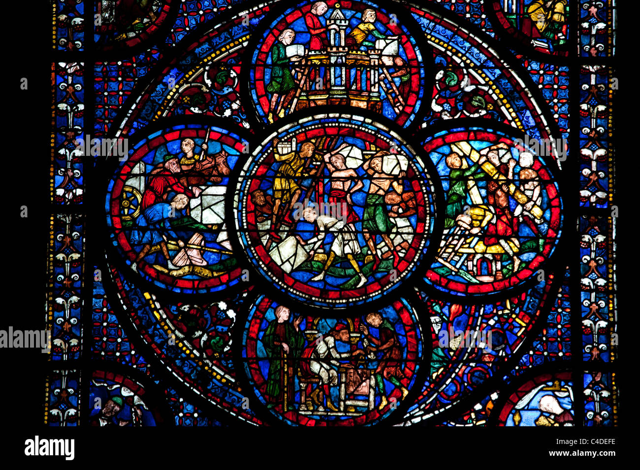 Francia La Cattedrale di Chartres La Madonna di Notre-dame Vetrata Foto Stock