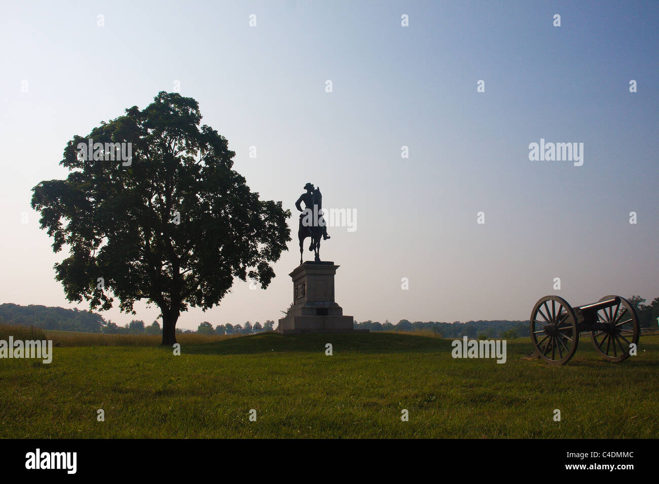 Statua equestre di Unione generale al Seminario Ridge guerra civile nei pressi del campo di battaglia di Gettysburg, Pennsylvania, STATI UNITI D'AMERICA Foto Stock