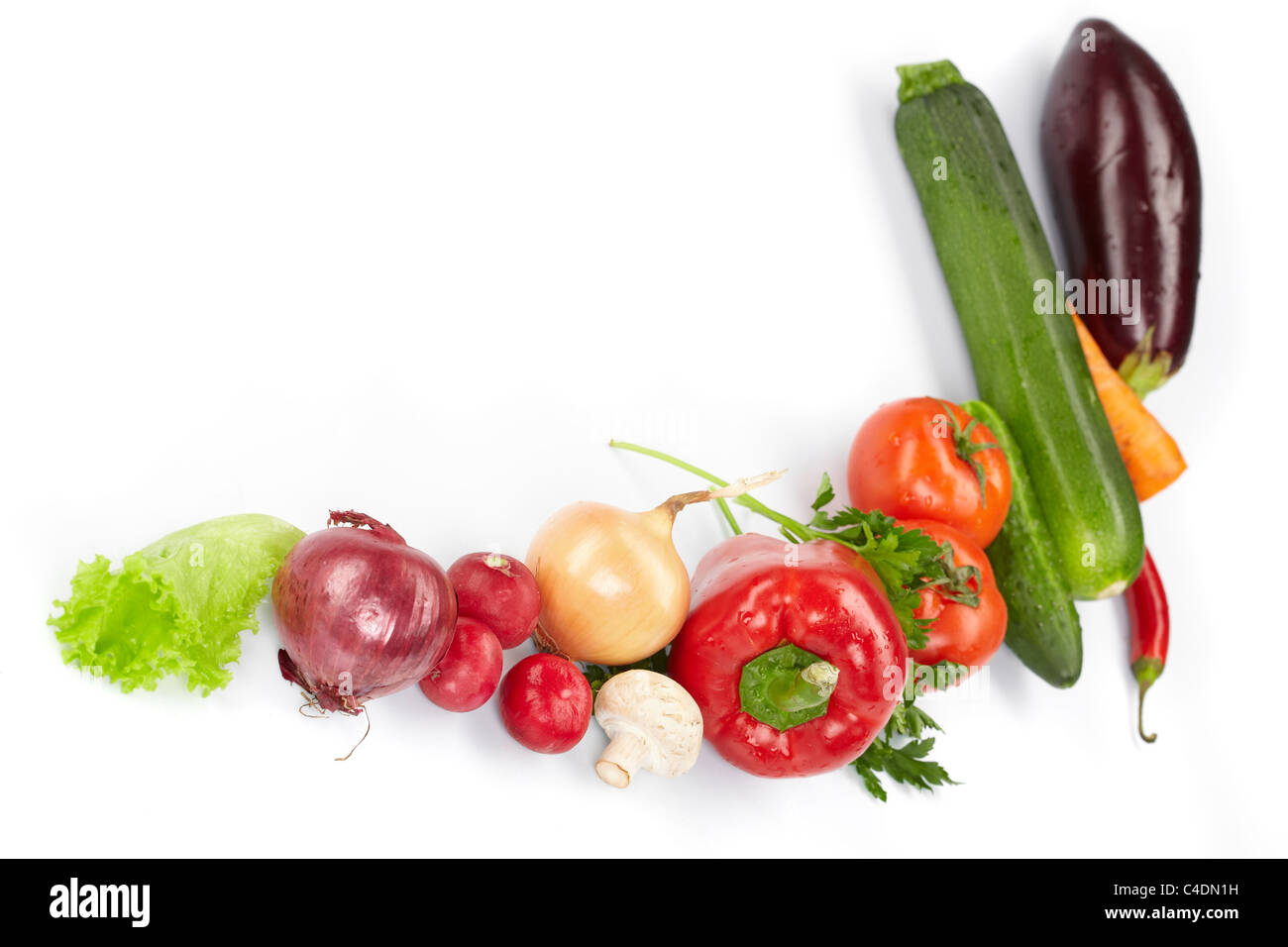 Ortaggi freschi sullo sfondo bianco Foto Stock