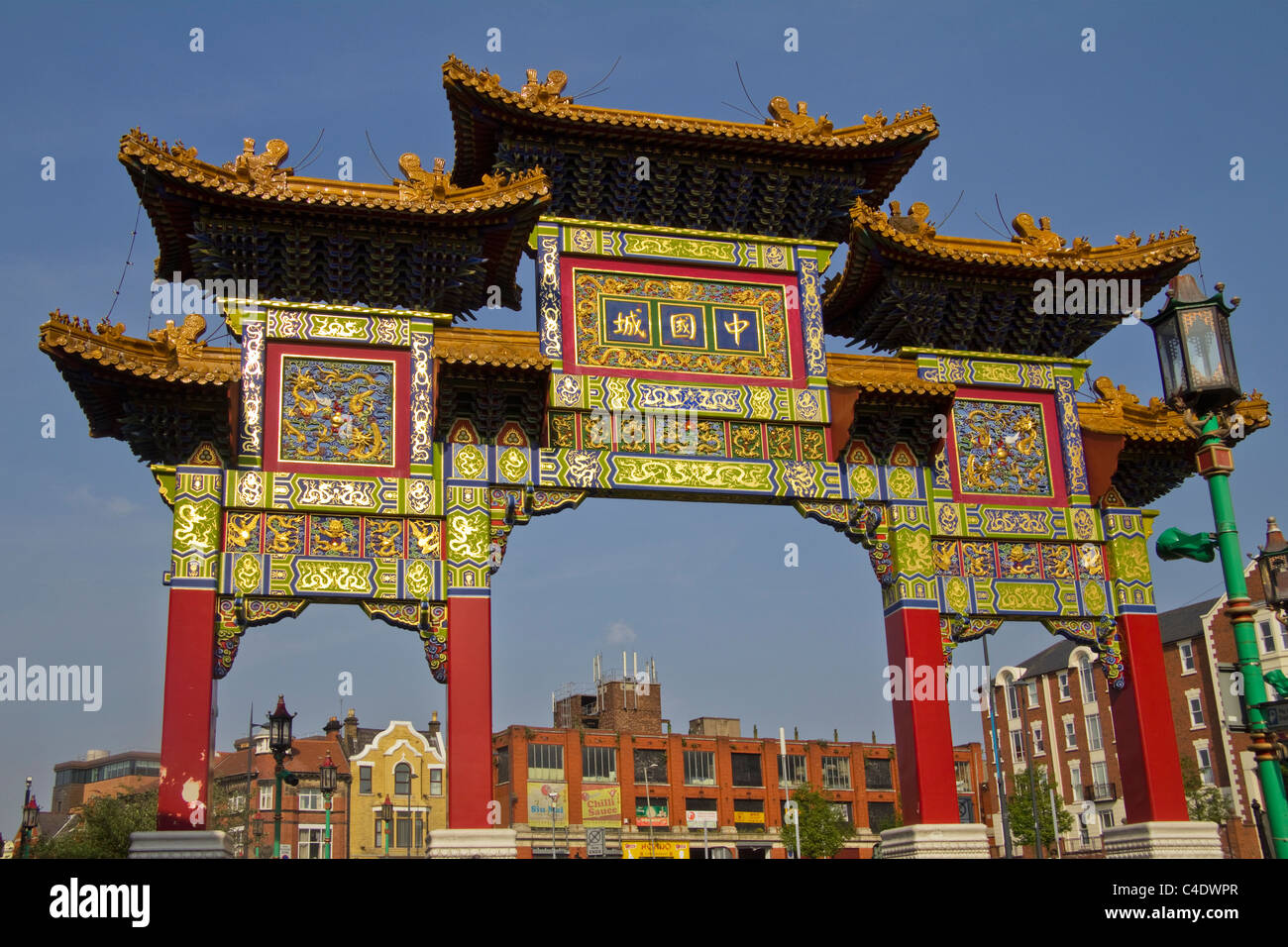 Cancello per China Town Liverpool Merseyside England Foto Stock