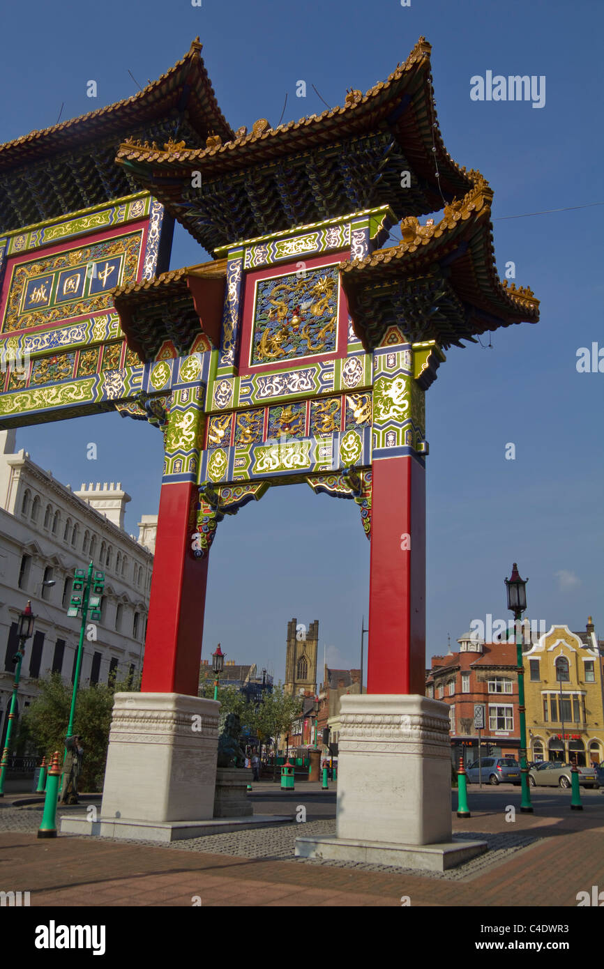 Cancello per China Town Liverpool Merseyside England Foto Stock