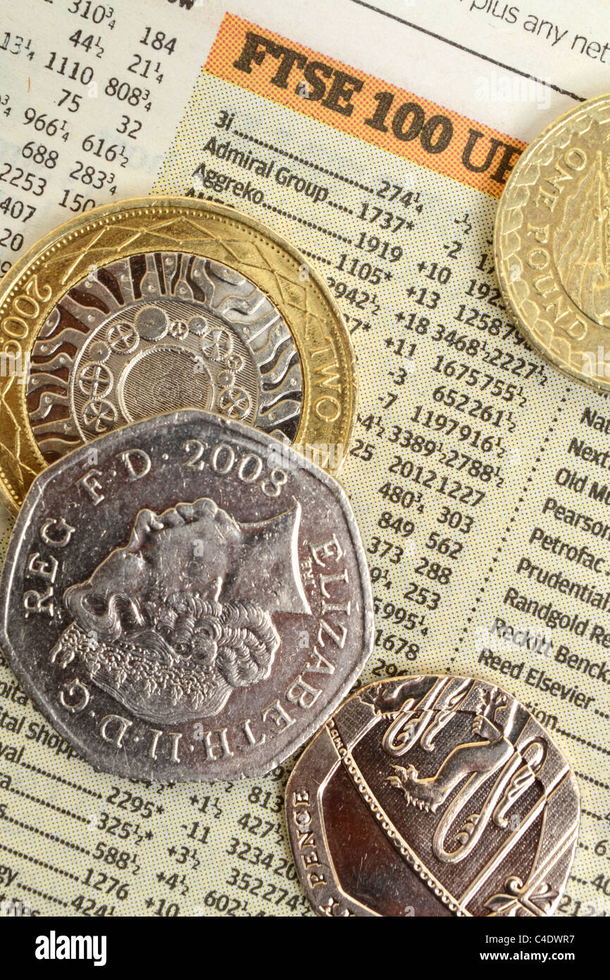 Finanza personale investimento FTSE quota di prezzo denaro Foto Stock