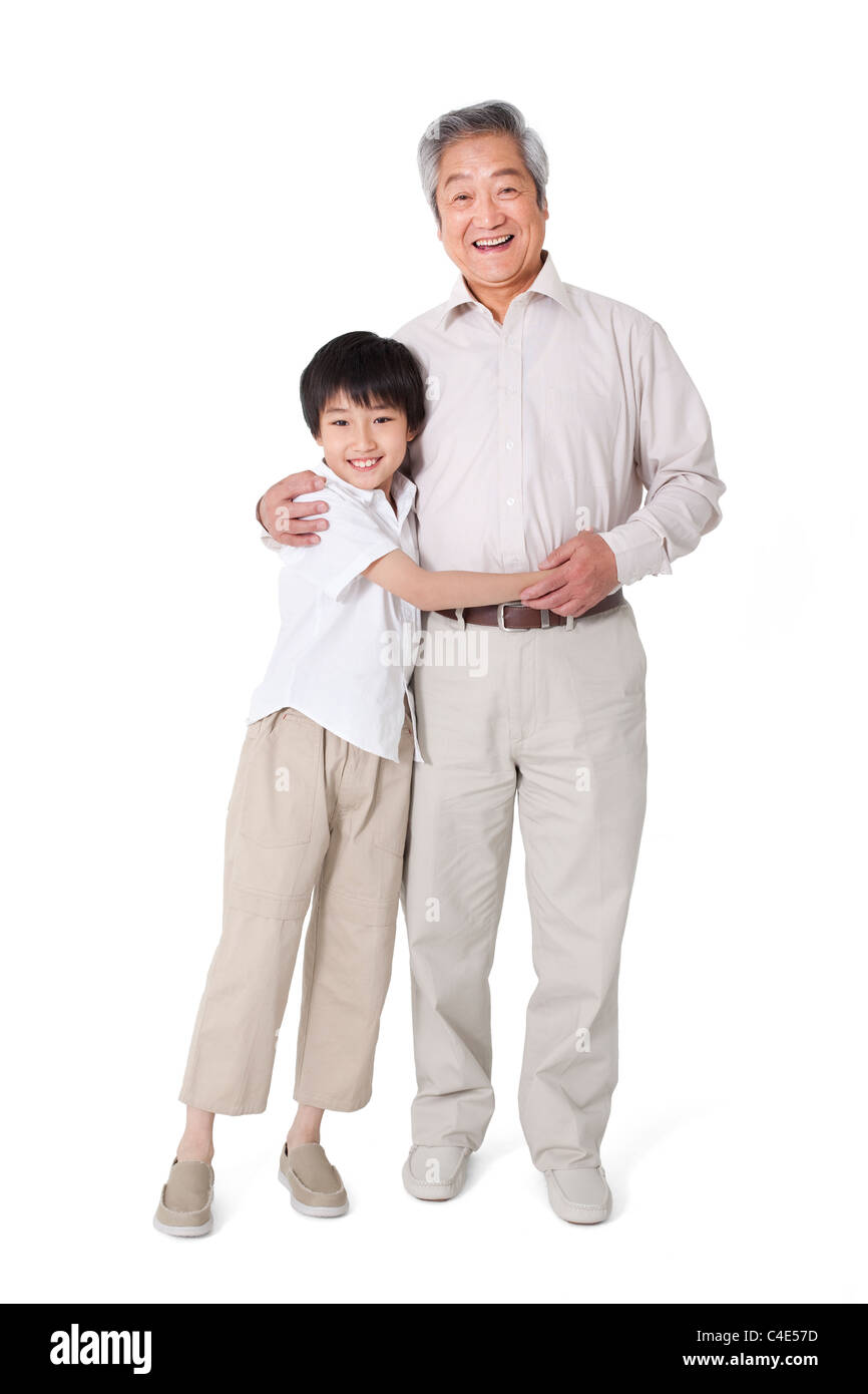 Nonno e nipote incollaggio Foto Stock