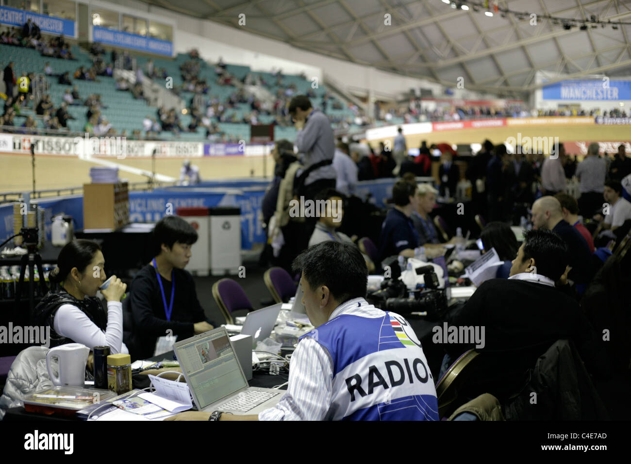 UCI di ciclismo su pista World Cup concorrenza Manchester Velodrome Foto Stock