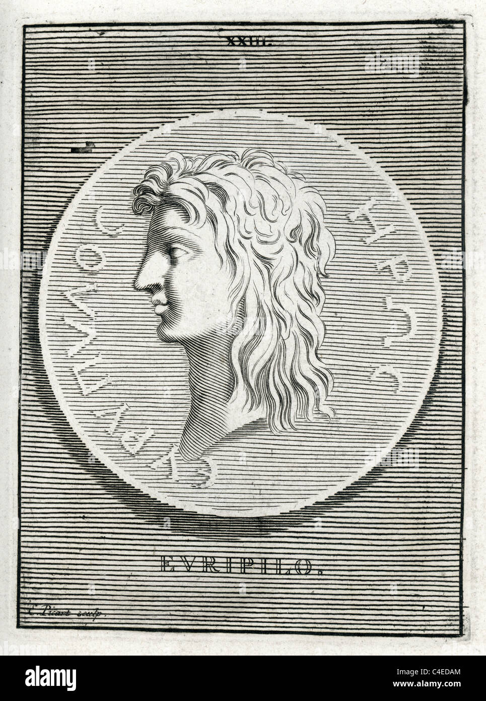 Ritratto classico di Euripide l ultima delle tre grandi tragedians di Atene classica Foto Stock