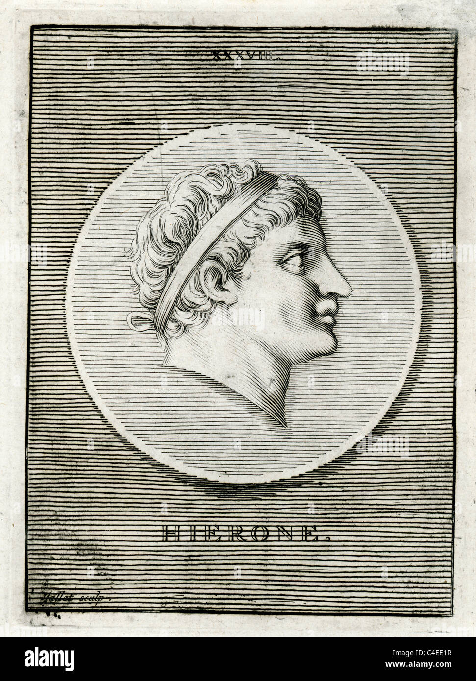 Ritratto classico di Hieron II, re di Siracusa da 270 a 215 BC. Egli era un ex generale di Pirro di Epiro Foto Stock