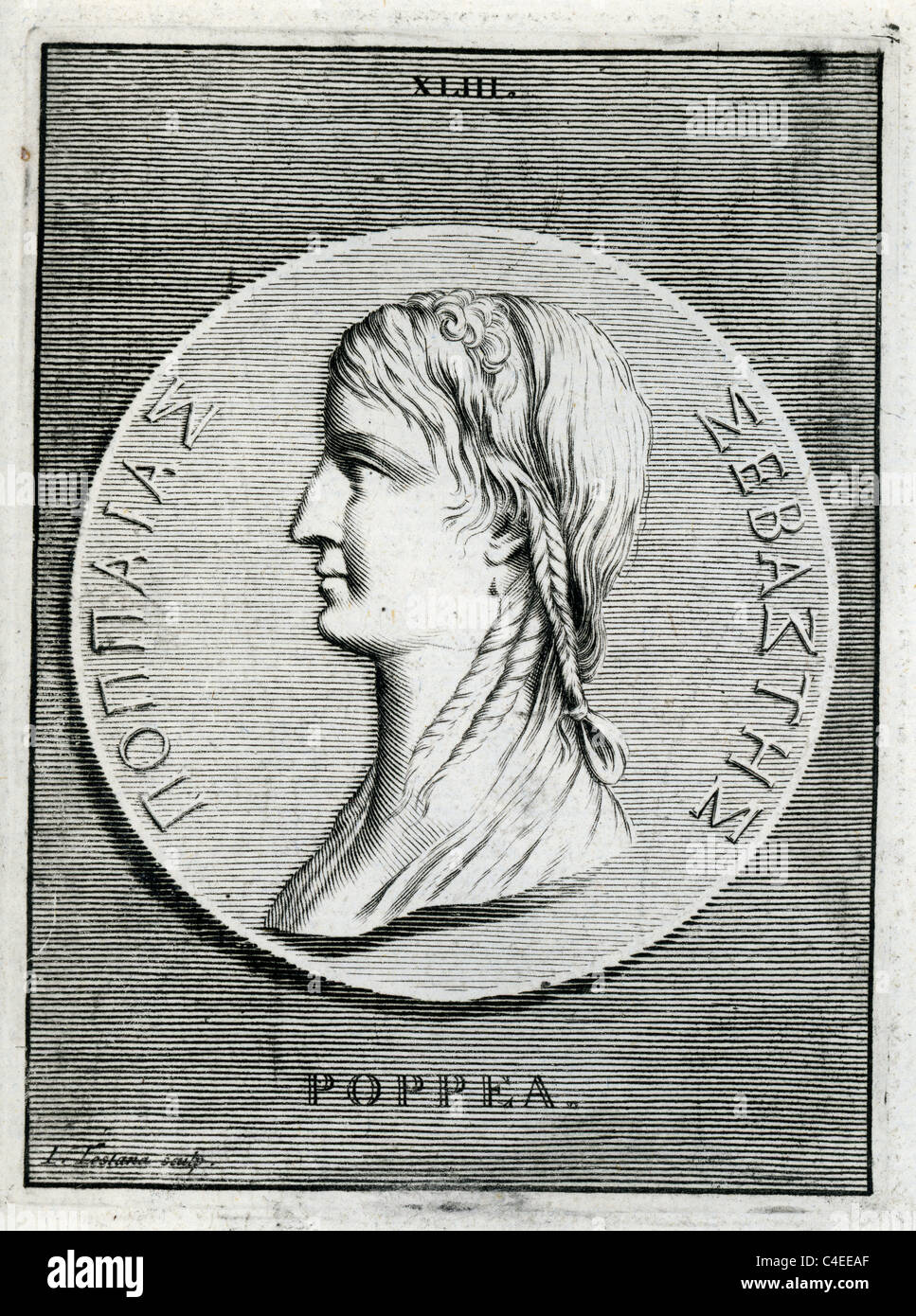 Ritratto classico di Poppaea Sabina una imperatrice romana come seconda moglie dell'Imperatore Nerone. Foto Stock