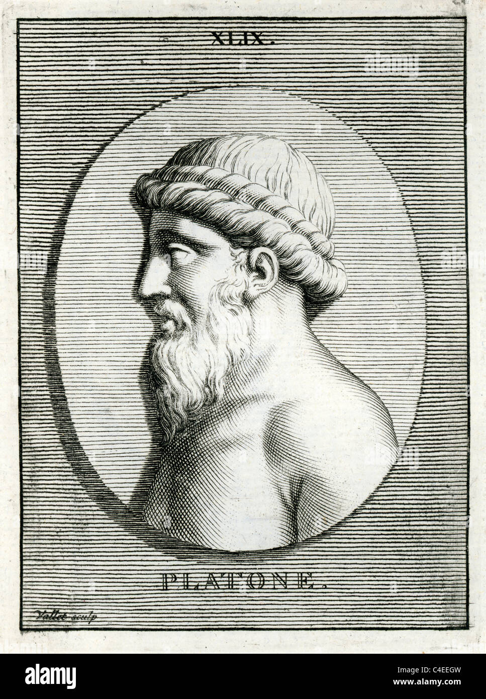 Ritratto classico di Platone un classico greco filosofo, matematico, studente di Socrate, scrittore di dialoghi filosofici Foto Stock
