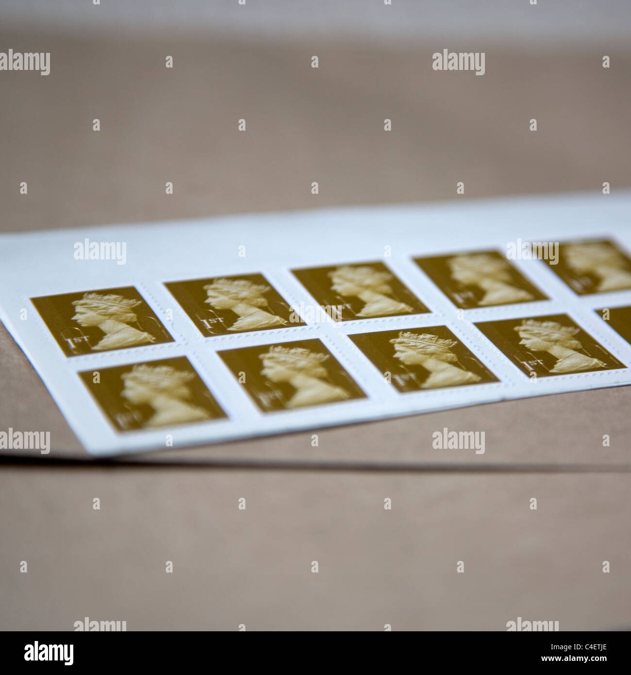 Set di 10 first class francobolli REGNO UNITO Foto Stock