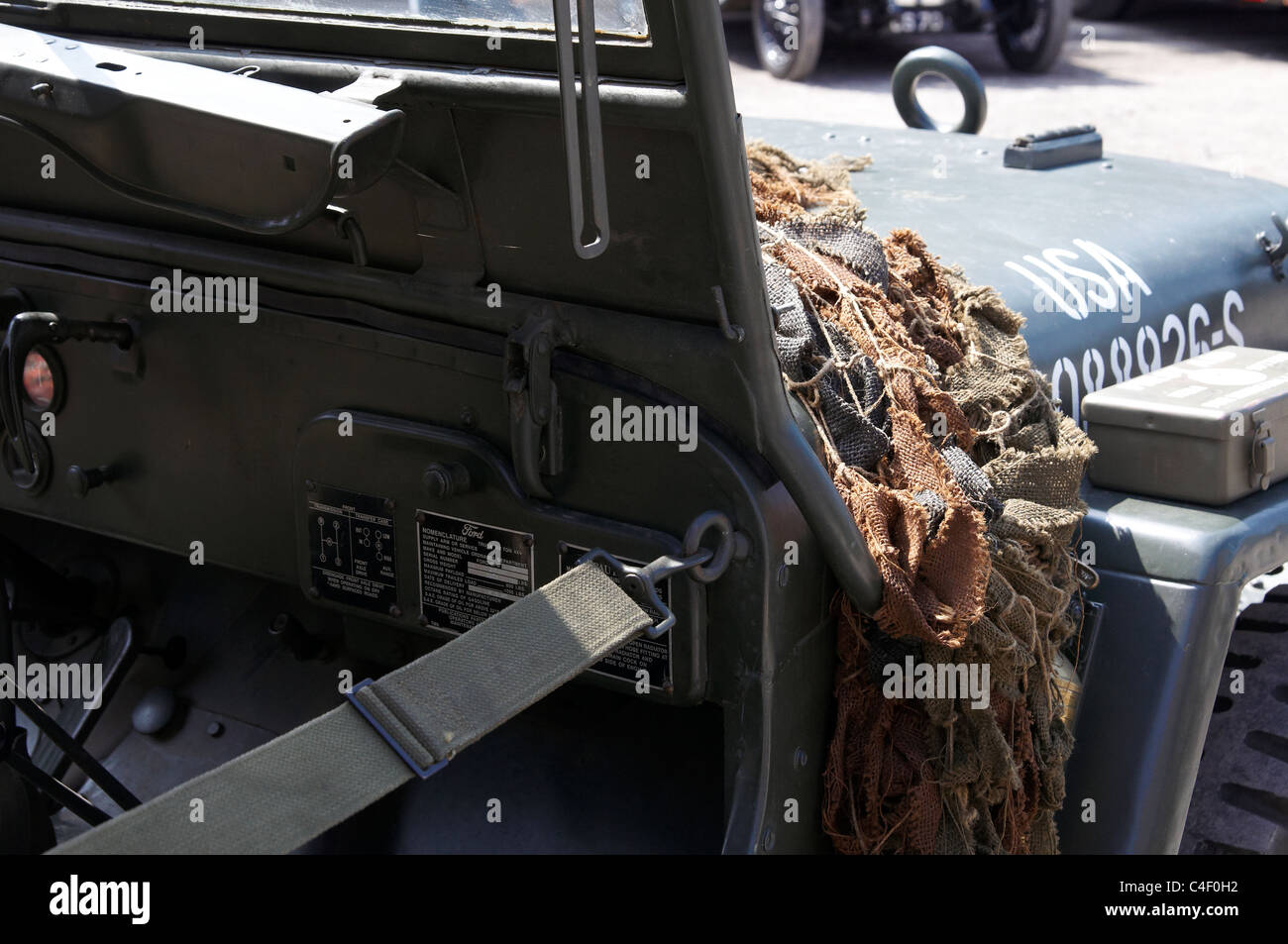 WW2 di Willy Jeep (Ford GP o General Purpose Vehicle) in corrispondenza di un tempo di guerra rievocazione. Foto Stock