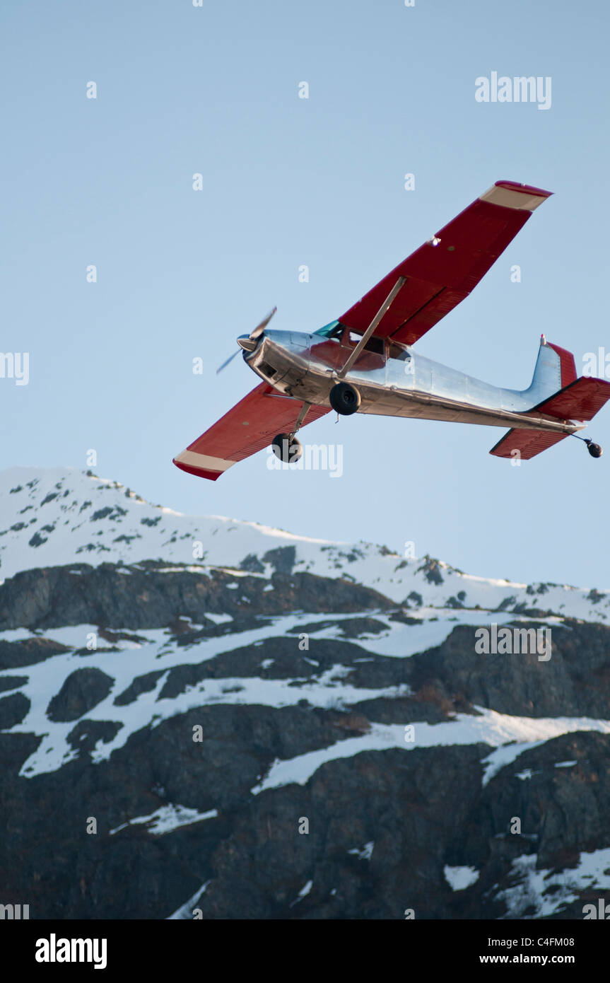 Cessna 185 piano Bush battenti e competere nel STOL concorrenza, 2010 Giorno di maggio Fly-in, Valdez, Alaska Foto Stock