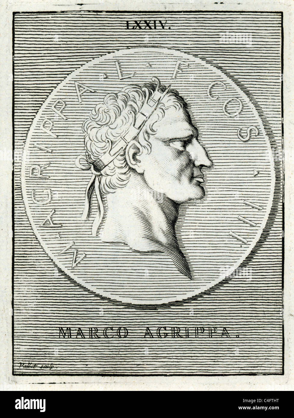 Ritratto classico di Marcus Vipsanius Agrippa 63 BC A12 BC un romano statista e generale. Foto Stock