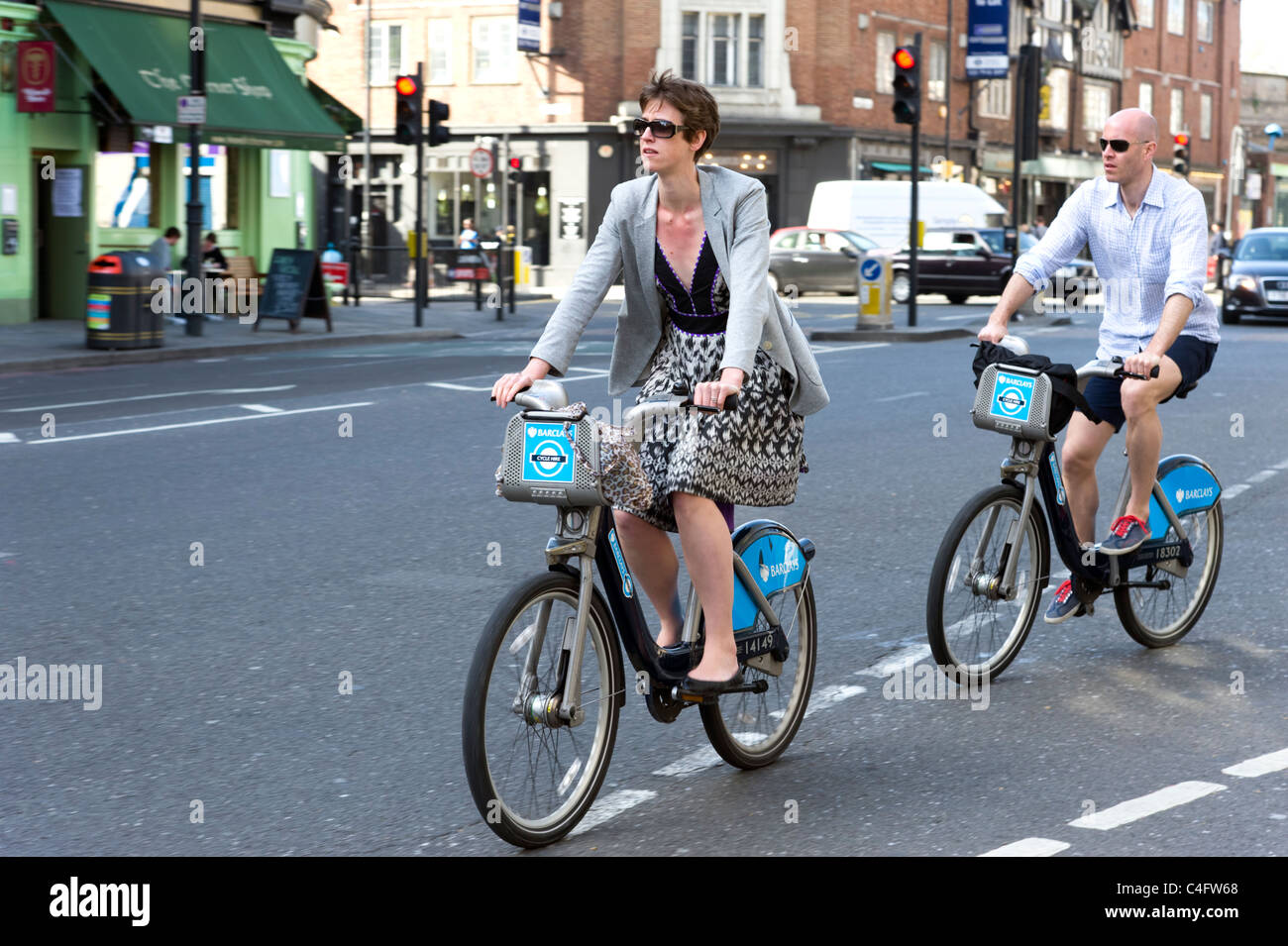 Barclays cycle hire scheme, London, Regno Unito Foto Stock