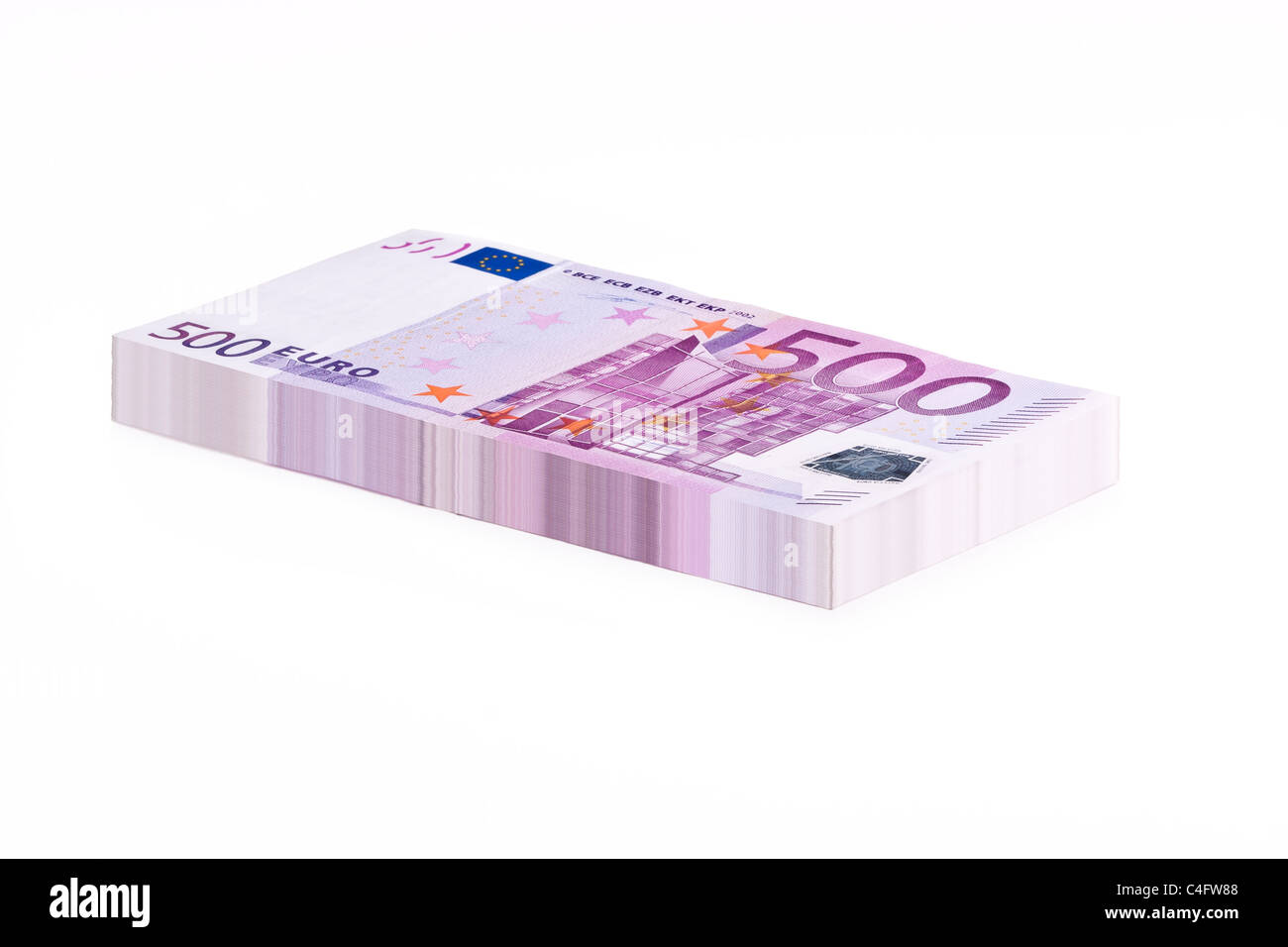 Una pila di 500 banconote in euro Foto Stock