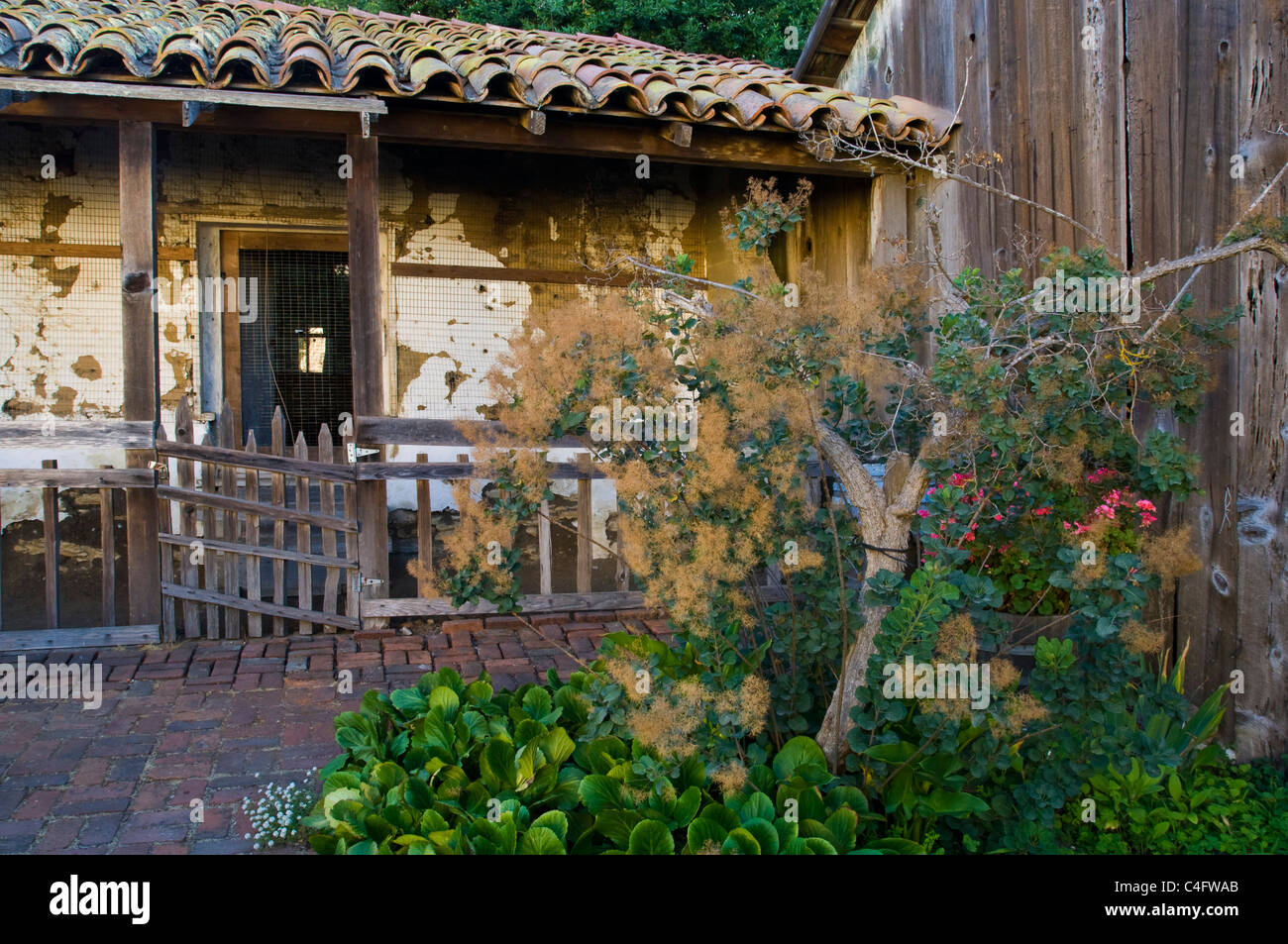 Weathered strutture a Wilder Ranch del Parco Statale di Santa Cruz, California Foto Stock
