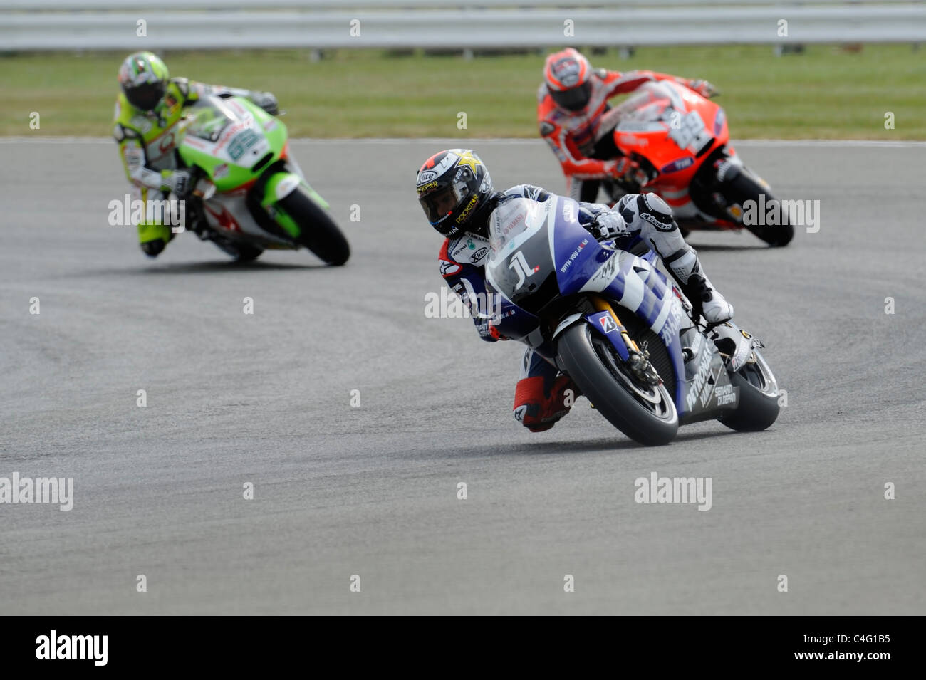 Jorge Lorenzo, Nicky Hayden e Loris Capirossi, moto gp, 2011, Foto Stock