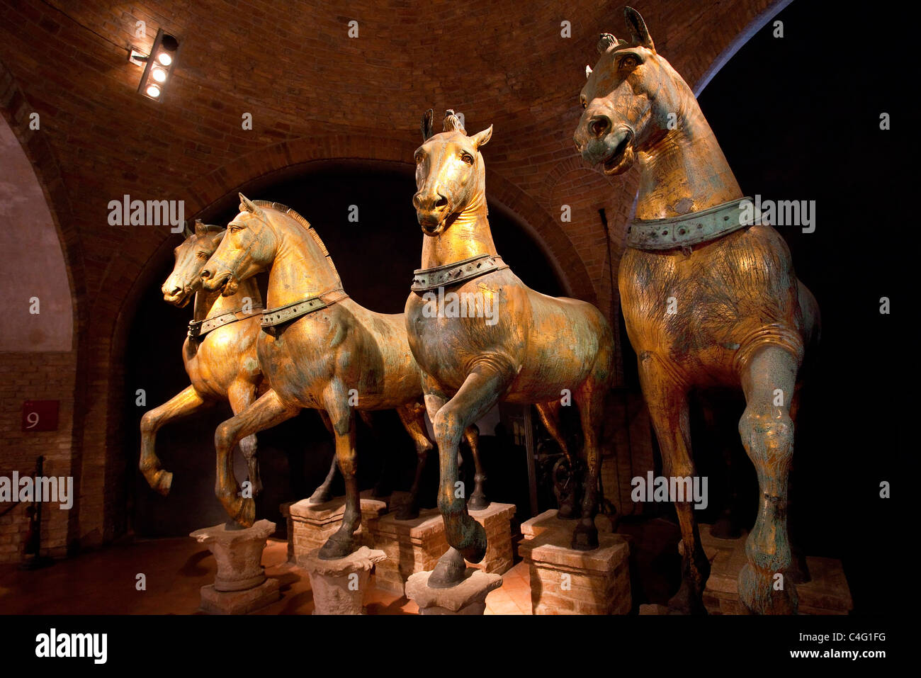 Venezia, cavalli di bronzo di San Marco a Venezia Foto Stock