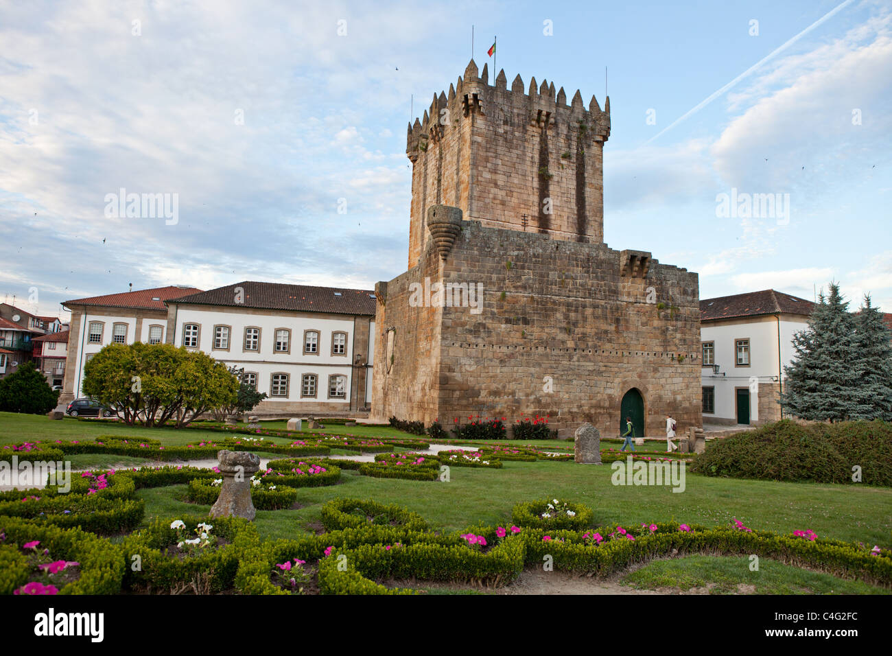 Le rovine del castello di Chaves, Portogallo Foto Stock