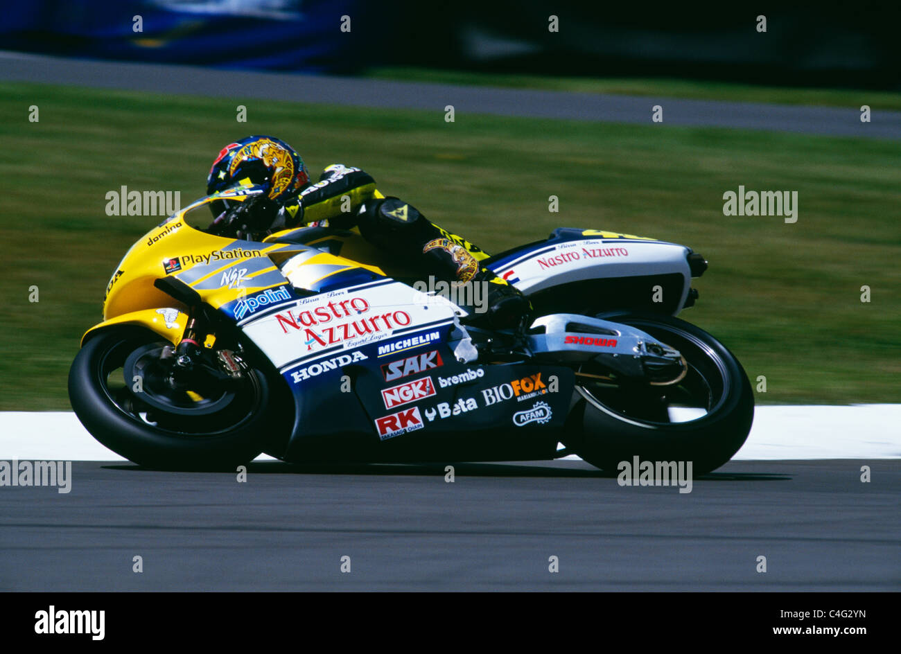 Valentino Rossi in sella a una Honda 500 GP Moto. Foto Stock