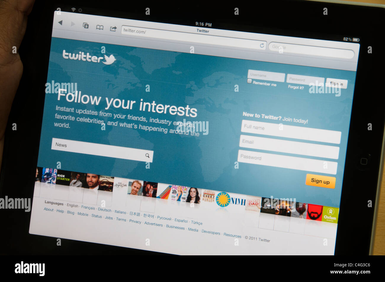 Twitter nuovo sito web home page su iPad Foto Stock