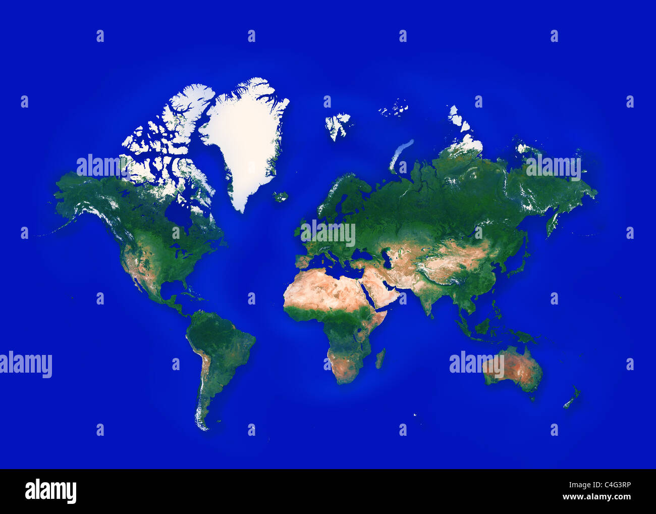 Mappa mondiale con tutti i paesi Foto Stock