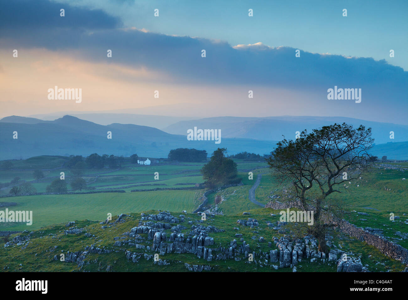 Winskill pietre, Ribblesdale, Yorkshire Dales National Park, England, Regno Unito Foto Stock