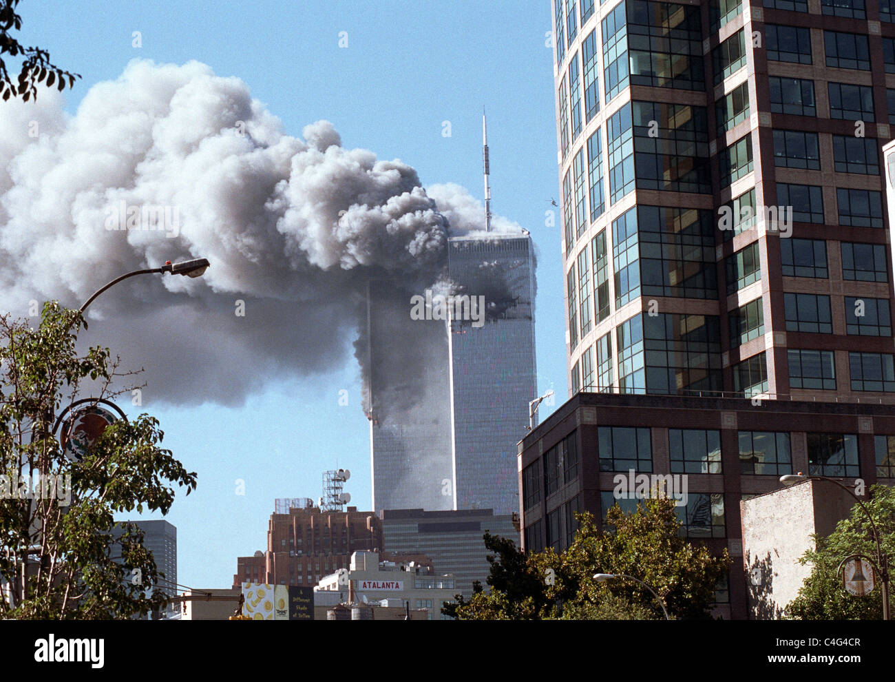 World Trade Center fire/ terrorismo Settembre 11, 2001. (© Richard B. Levine Foto Stock