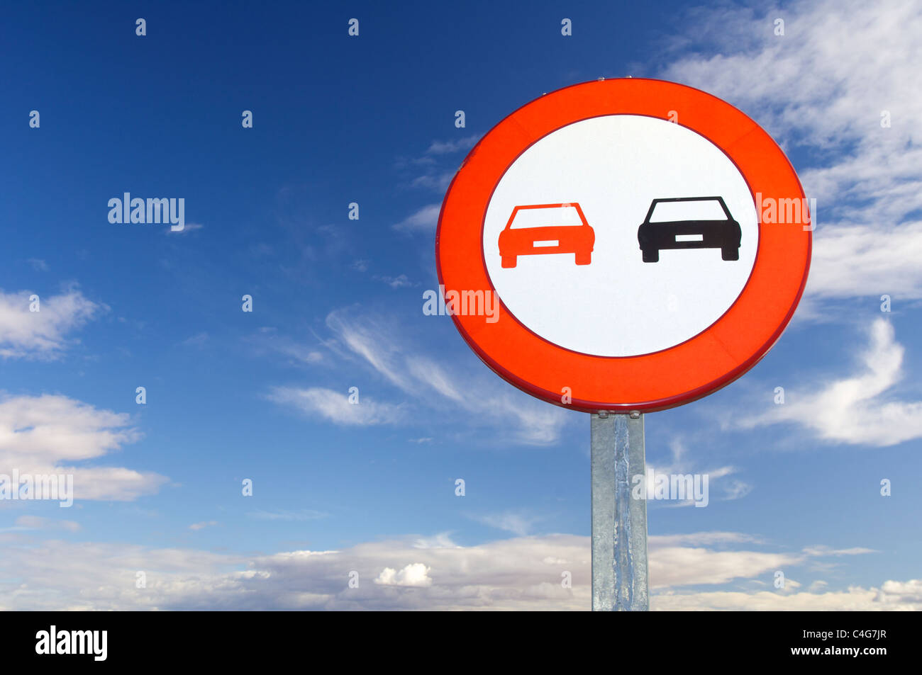 Unione vietato il sorpasso di segno sulla strada Foto Stock